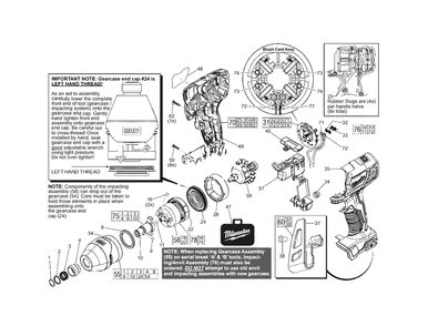 M18 1/4-Inch Hex Impact Driver - Single Speed Diagram and Parts List for 2656-22CT F26B Milwaukee Impact Driver