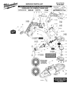 Fig-0 Diagram and Parts List for 2629-20 C14B Milwaukee Saw