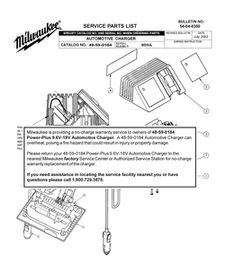 Fig-0 Diagram and Parts List for 48-59-0184 909A Milwaukee Charger