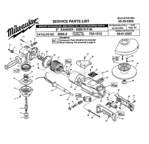 Page A Diagram and Parts List for 6066-2 753-1212 Milwaukee Sander Grinder