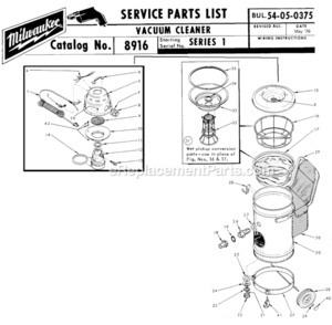 Page A Diagram and Parts List for 8916 SERIES 1 Milwaukee Utility Vacuum