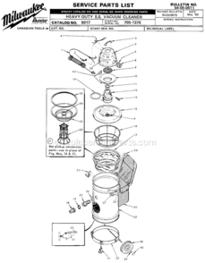 Page A Diagram and Parts List for 8917 SER 705-1370 Milwaukee Utility Vacuum