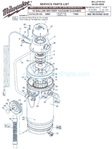Page A Diagram and Parts List for 8965 SER 759A Milwaukee Utility Vacuum
