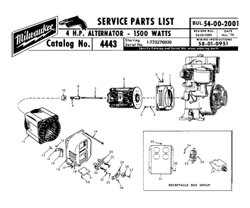 Fig-0 Diagram and Parts List for 4443 1-773276939 Milwaukee Generator