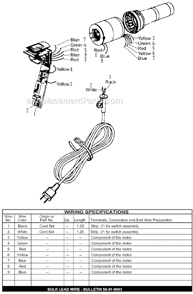 Page B Diagram and Parts List for 8988-20 SER 199A-1001 Milwaukee Heat Gun