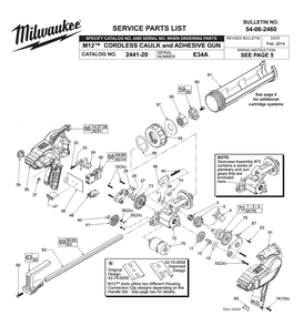 Fig-0 Diagram and Parts List for 2441-20 E34A Milwaukee Caulking Gun