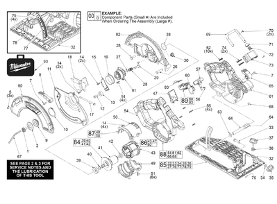 Fig-0 Diagram and Parts List for 2731-20 F95A Milwaukee Saw