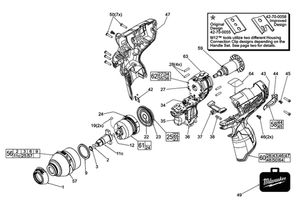 Fig-0 Diagram and Parts List for 2454-059 F14B Milwaukee Impact Driver