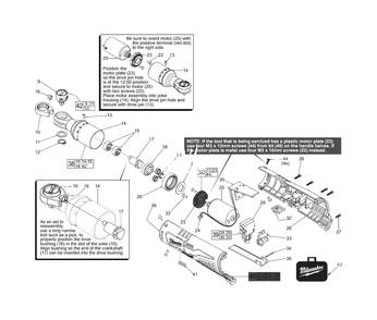 M12 3/8-Inch Ratchet Diagram and Parts List for 2457-21 D54C Milwaukee Ratchet