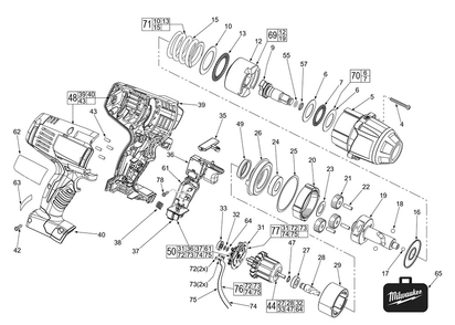 Fig-0 Diagram and Parts List for 2663-059 D43B Milwaukee Impact Driver
