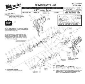 Fig-0 Diagram and Parts List for 2450-22 B59B Milwaukee Impact Driver