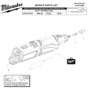 Fig-0 Diagram and Parts List for 2460-21 C81A Milwaukee Hammer Drill