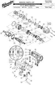 Page A Diagram and Parts List for 9071-20 SER 230A Milwaukee Impact Driver