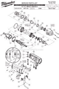 Page A Diagram and Parts List for 9071-20 SER 230B Milwaukee Impact Driver