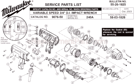 Part Location Diagram of 12-20-9074 Milwaukee Service Nameplate Kit