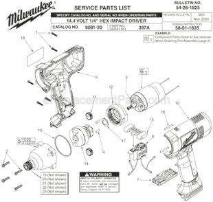 Part Location Diagram of 31-44-1195 Milwaukee Handle Half - Left