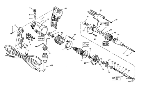 Fig-0 Diagram and Parts List for 6755-55 792A Milwaukee Electric Drill