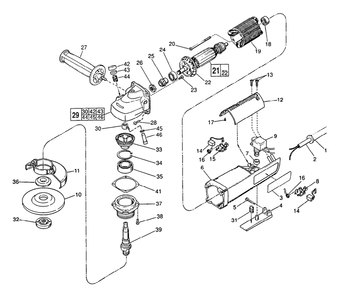 Fig-0 Diagram and Parts List for 6140-2 762C Milwaukee Angle Grinder