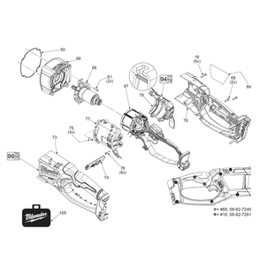 Fig-0 Diagram and Parts List for 2711-20 G61A Milwaukee Cordless Drill