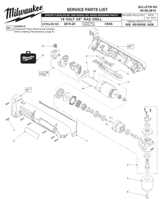 Fig-0 Diagram and Parts List for 2615-21 C60A Milwaukee Hammer Drill
