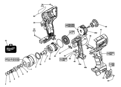 Fig-0 Diagram and Parts List for 2851-20 J56A Milwaukee Impact Driver