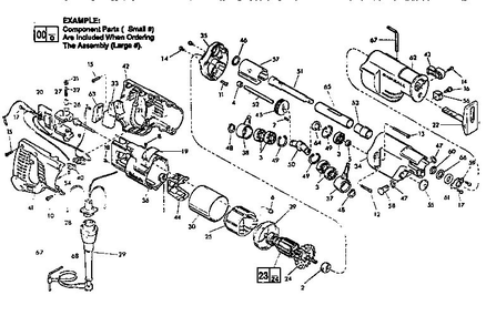 Unit Parts Diagram and Parts List for 6527 TYPE A Milwaukee Reciprocating Saw