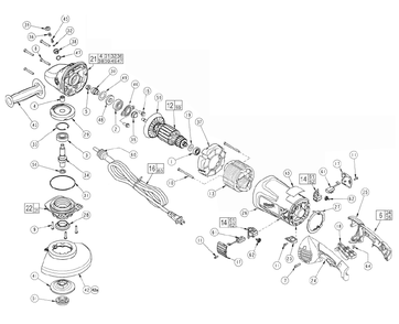 Fig-0 Diagram and Parts List for 6088-30  Milwaukee Angle Grinder