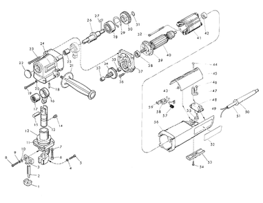 Fig-0 Diagram and Parts List for 6880  Milwaukee Nibbler & Shears