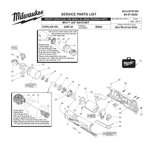 Part Location Diagram of 14-46-2455 Milwaukee Yoke housing assembly kit