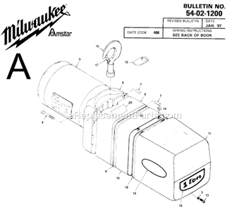 Page A Diagram and Parts List for 9561 SER 486 Milwaukee Hoist & Winch