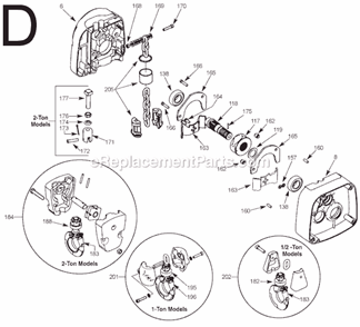 Page D Diagram and Parts List for 9572 SER 598 Milwaukee Hoist & Winch