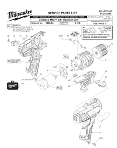 Fig-0 Diagram and Parts List for 2408-20 F11A Milwaukee Hammer Drill