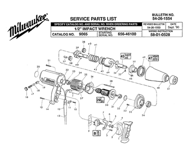 Fig-0 Diagram and Parts List for 9065 656-46100 Milwaukee Impact Driver