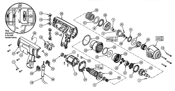 Fig-0 Diagram and Parts List for 9072-59 D74A Milwaukee Impact Driver