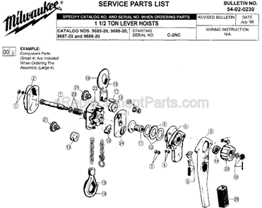 Page A Diagram and Parts List for 9685-20 SER C-2NC Milwaukee Hoist & Winch