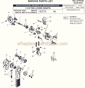 Page A Diagram and Parts List for 9687-20 SER YC Milwaukee Hoist & Winch
