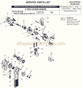 Page A Diagram and Parts List for 9689-20 SER YC Milwaukee Hoist & Winch