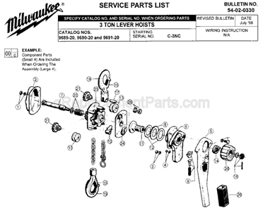 Page A Diagram and Parts List for 9690-20 SER C-3NC Milwaukee Hoist & Winch