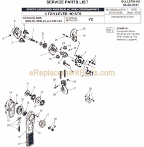 Page A Diagram and Parts List for 9690-20 SER YC Milwaukee Hoist & Winch