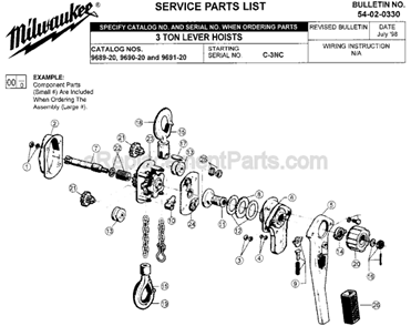Page A Diagram and Parts List for 9691-20 SER C-3NC Milwaukee Hoist & Winch