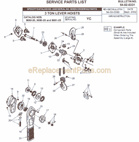 Page A Diagram and Parts List for 9691-20 SER YC Milwaukee Hoist & Winch