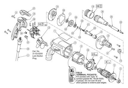 Fig-0 Diagram and Parts List for 6742-59 D72A Milwaukee Electric Drill