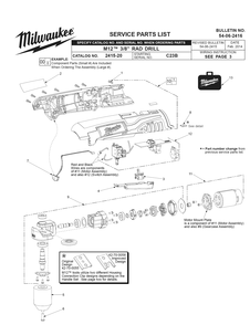 Fig-0 Diagram and Parts List for 2415-21 C23B Milwaukee Cordless Drill
