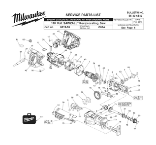 Fig-0 Diagram and Parts List for 6519-55 C80A Milwaukee Saw