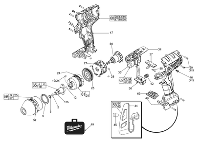 Fig-0 Diagram and Parts List for 2654-20 E55D Milwaukee Impact Driver