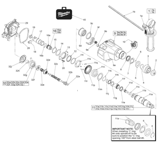 Fig-1 Diagram and Parts List for 2605-22 D14A Milwaukee Hammer Drill