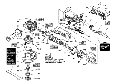 Fig-0 Diagram and Parts List for 6141-30 H38C Milwaukee Angle Grinder