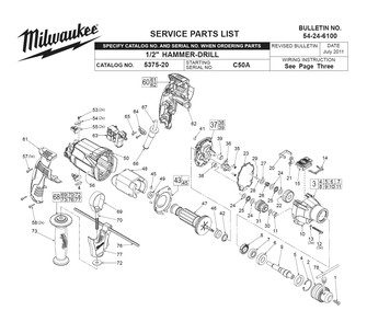 Part Location Diagram of 05-88-5376 Milwaukee Screw, M4 X 14