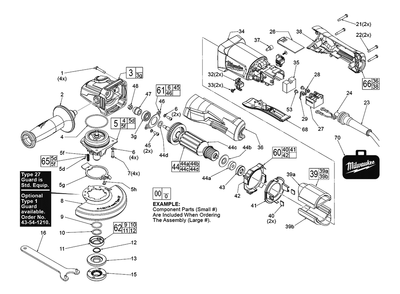 Fig-0 Diagram and Parts List for 6142-31 H41A Milwaukee Angle Grinder