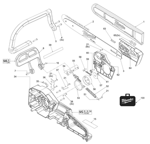 Fig-0 Diagram and Parts List for 2727-20 J36A Milwaukee Chainsaw